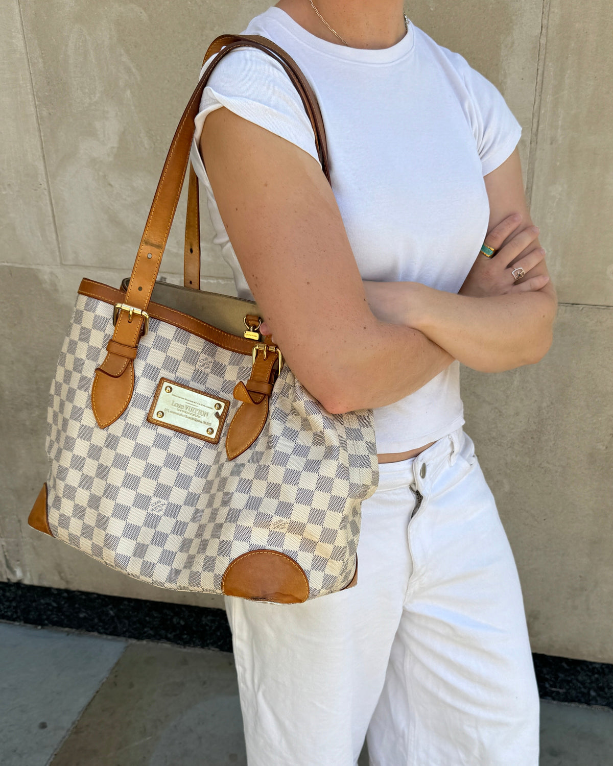 2007 Louis Vuitton Damier Azur Hampstead MM Handbag