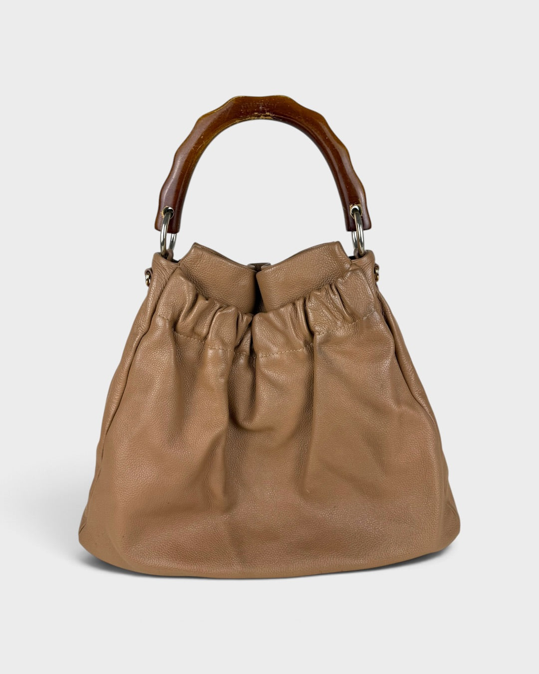 2010s Miu Miu Vitello Leather Brown Shoulder Bag