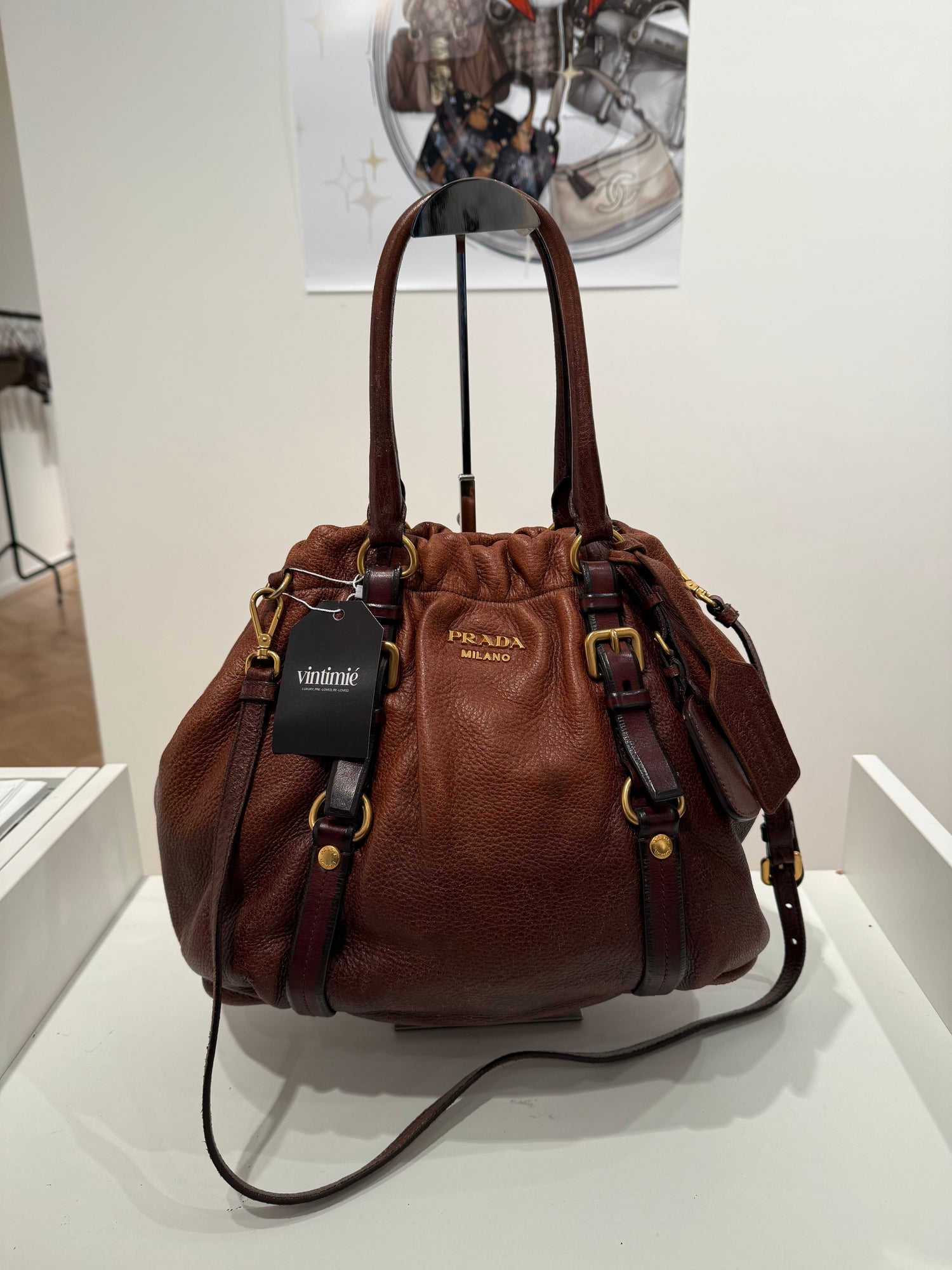 2010s Prada Grained Leather 2Way Handbag