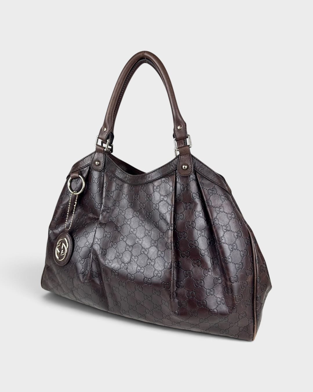 90s Gucci GG Guccissima Large Brown Sukie Handbag
