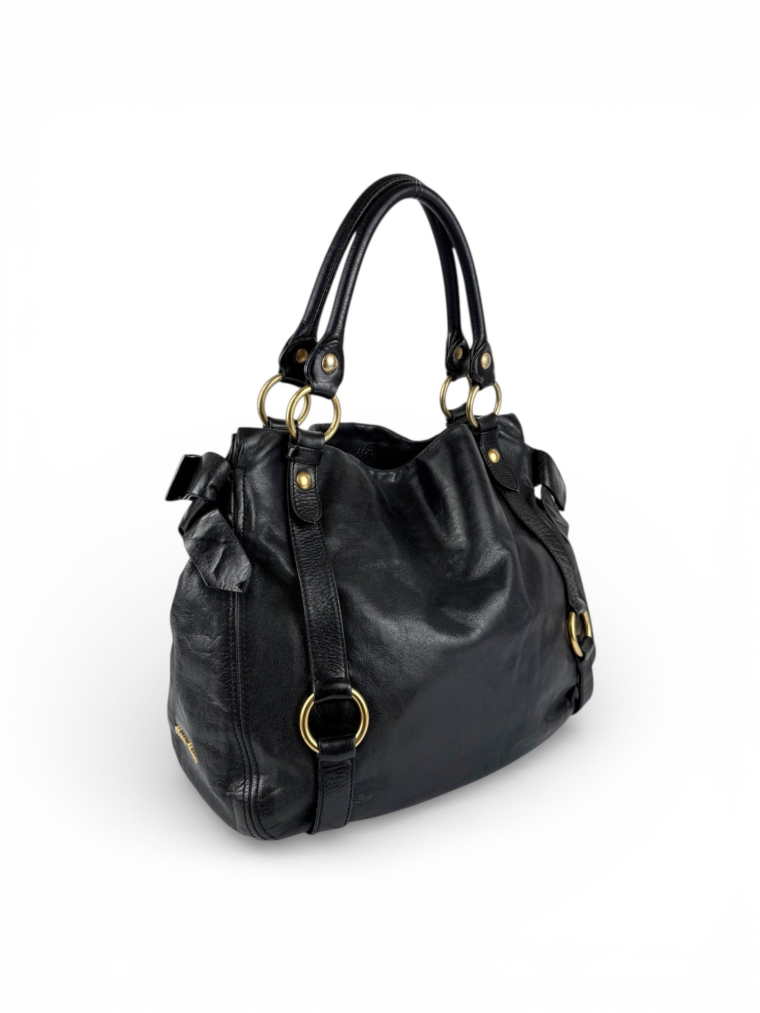 2010s Miu Miu Vitello Shine Bow Handbag