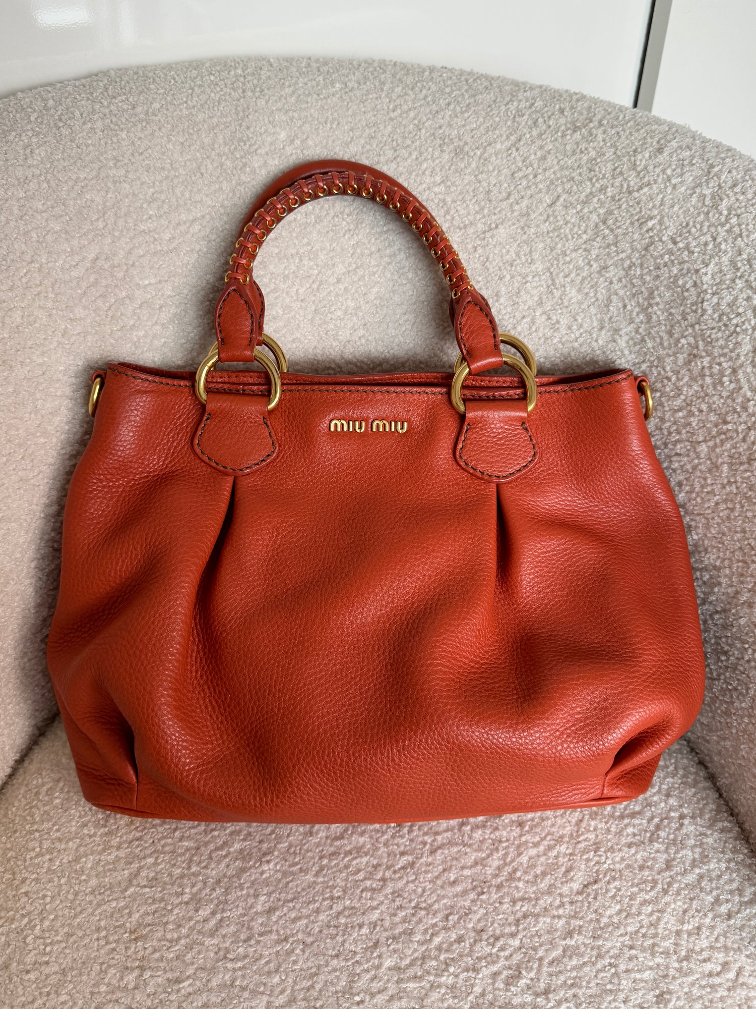 Miu Miu Vitello Leather Tote Bag