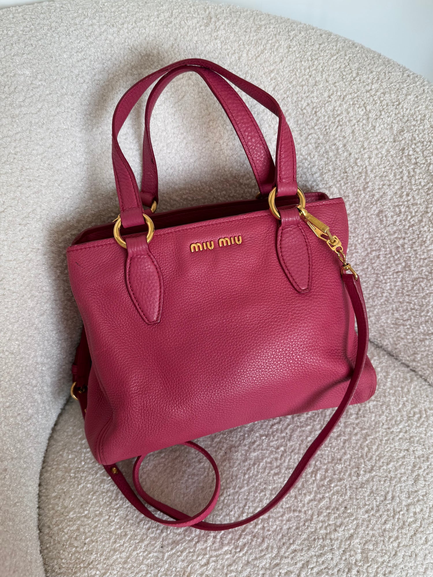 2010s Miu Miu Grained Leather Pink 2Way Tote Bag