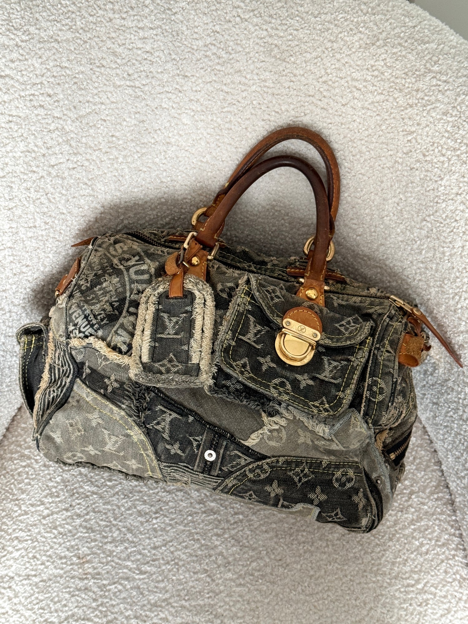RARE 2007 Louis Vuitton Patchwork Denim Speedy 30 Handbag