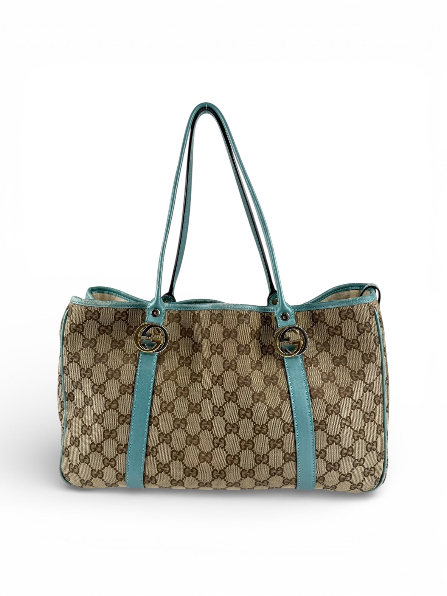 Vintage 90s Gucci Monogram GG Hardware Tote