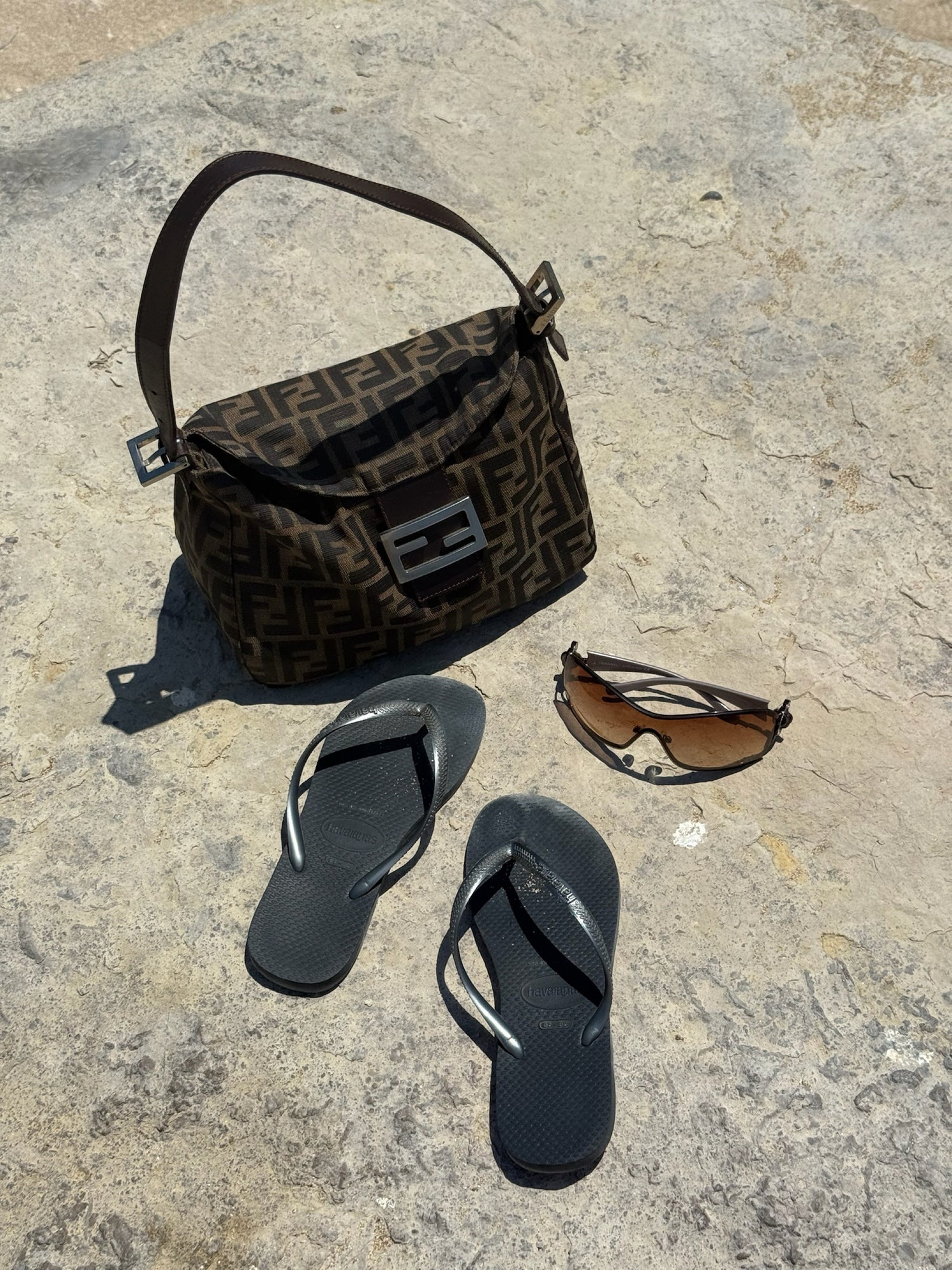 Vintage Fendi Zucca Mamma Baguette Shoulder Bag