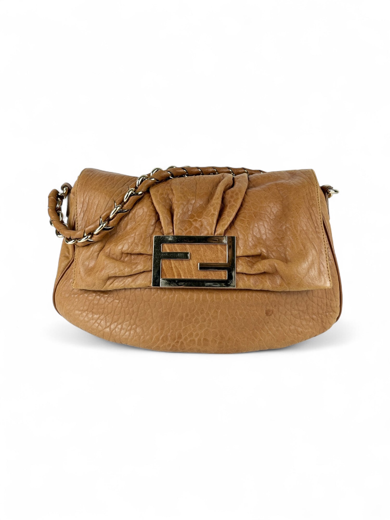 Vintage Fendi Burnt Brown Mia Chain Shoulder Bag 2000s