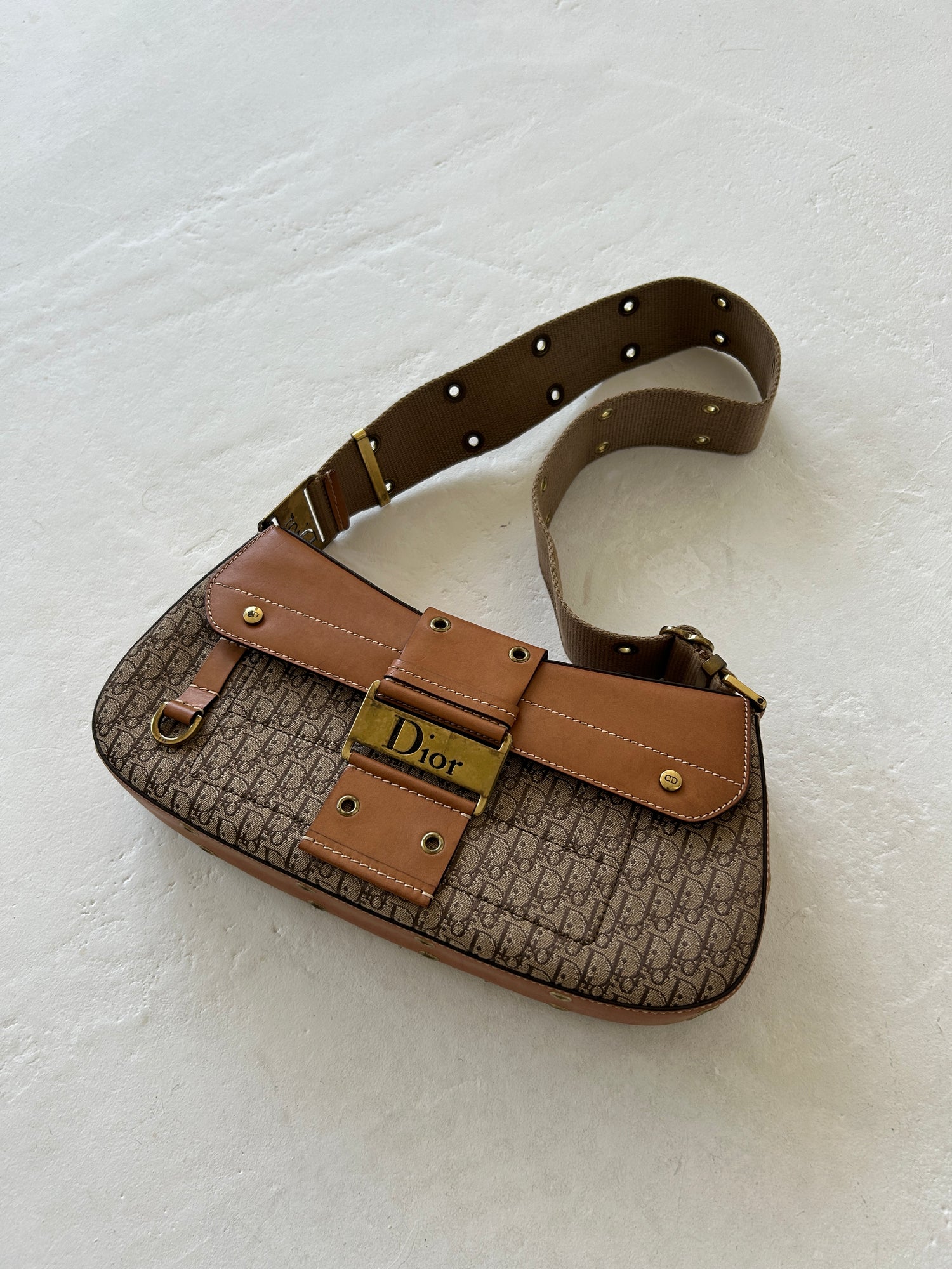Vintage Christian Dior Monogram Columbus Street Chic Shoulder Bag (2002)