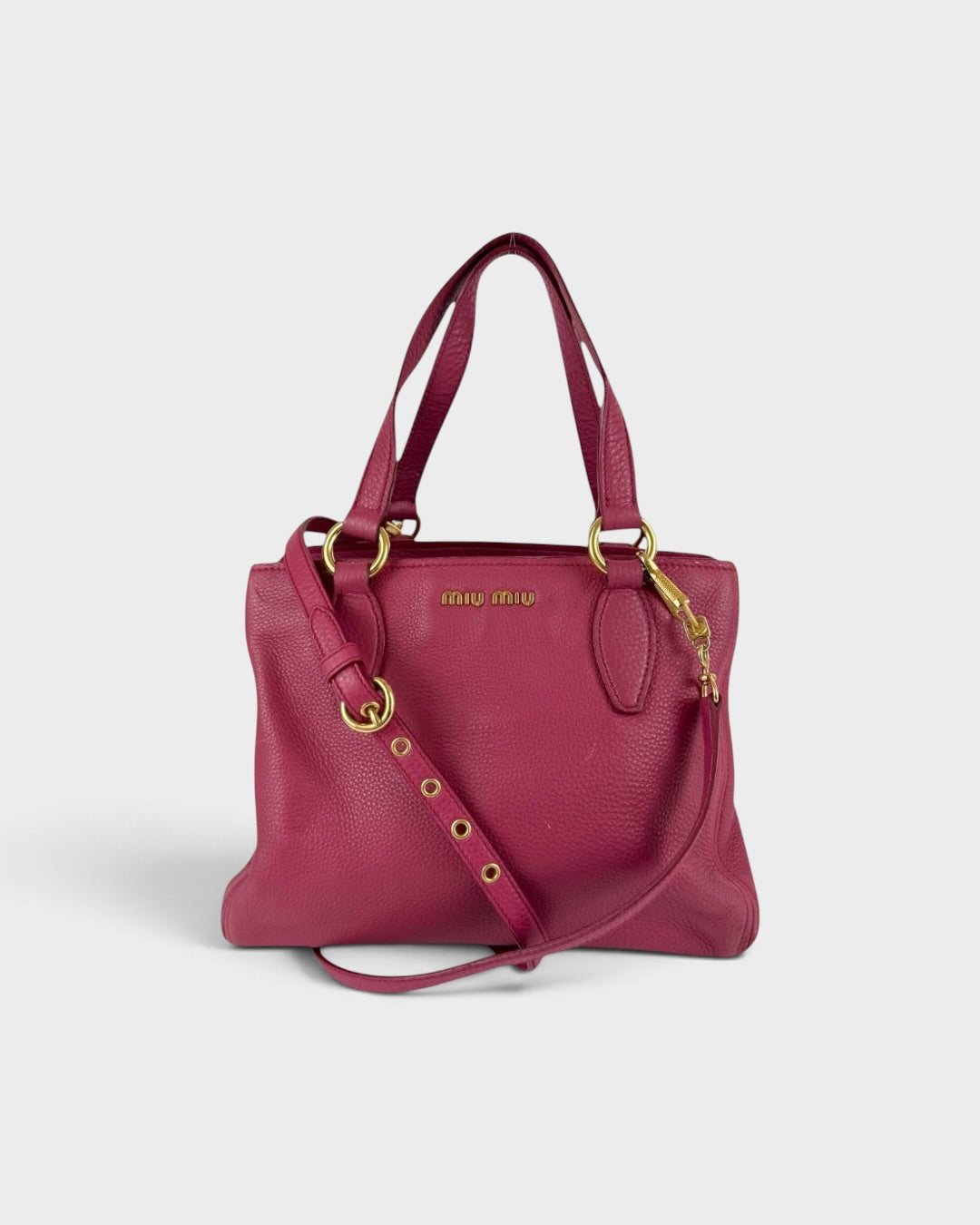 2010s Miu Miu Grained Leather Pink 2Way Tote Bag