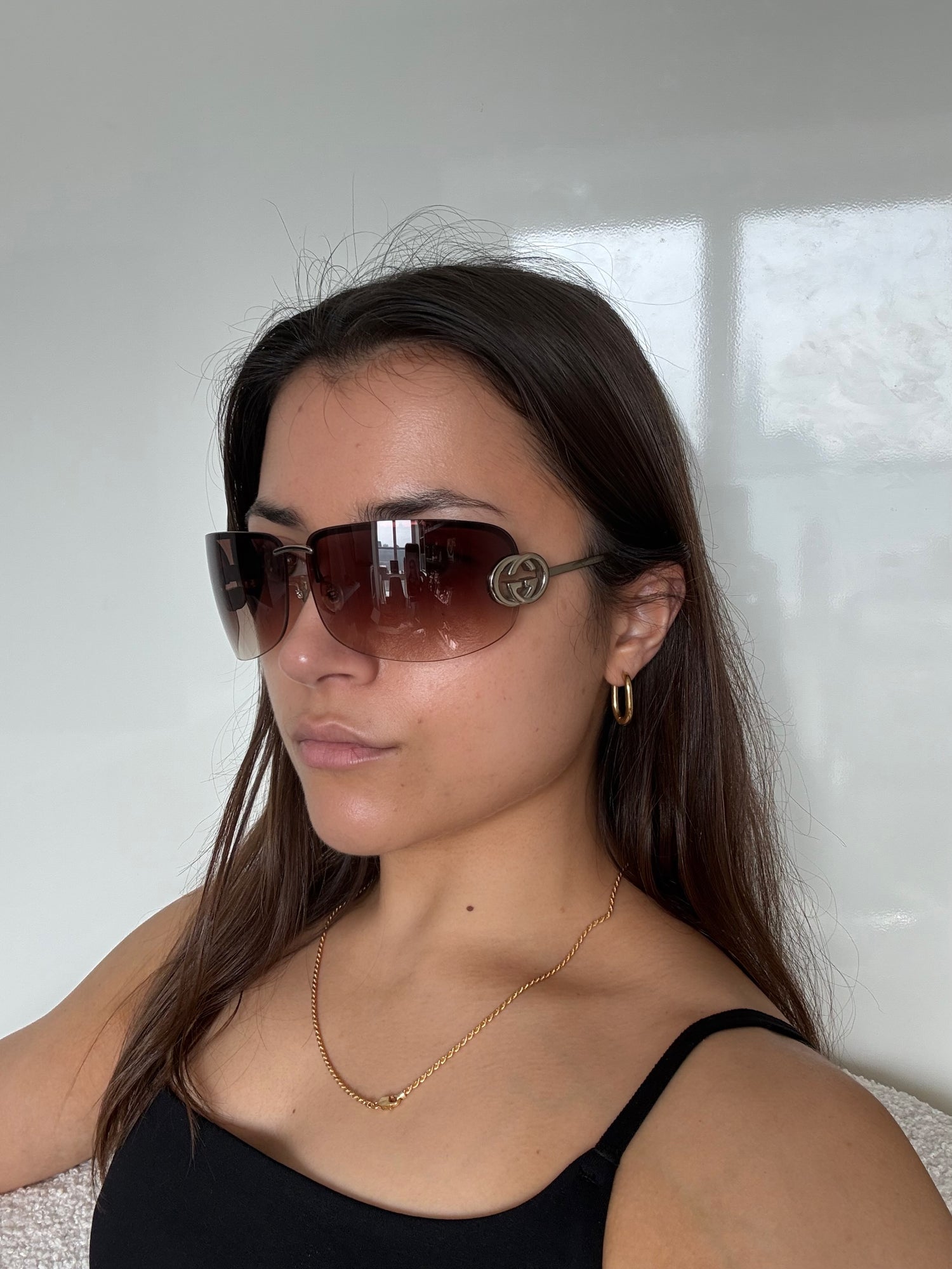 2010s Gucci Oversized Rimless Logo Sunglasses