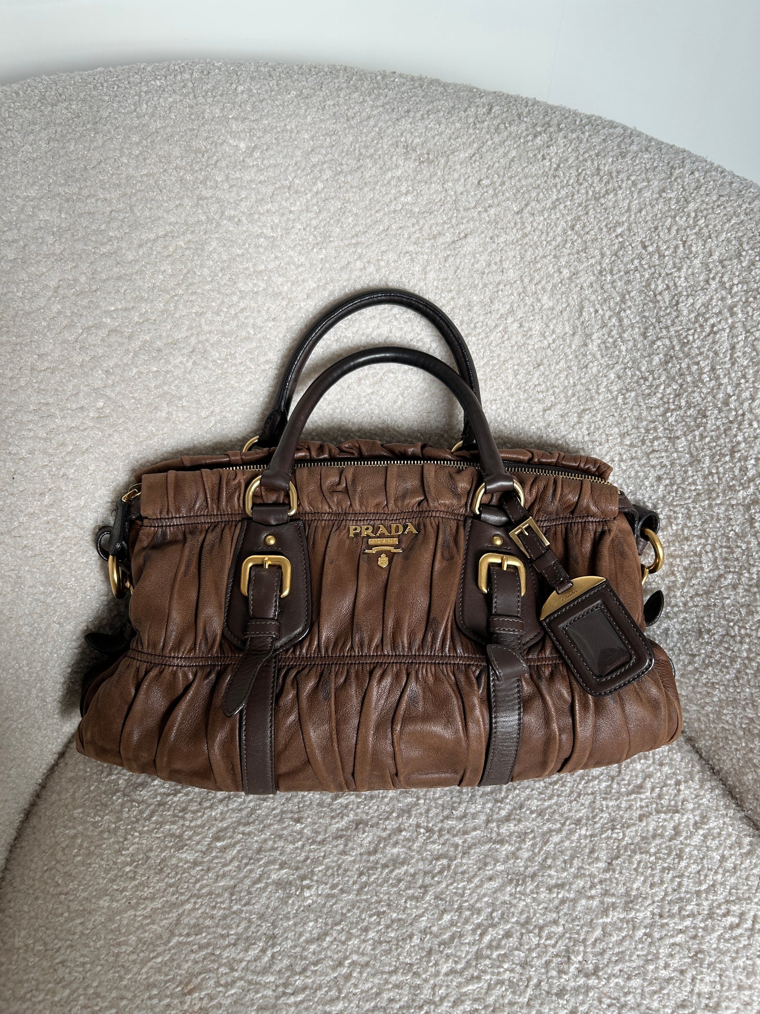 Vintage 2000s Prada Nappa Brown Handbag
