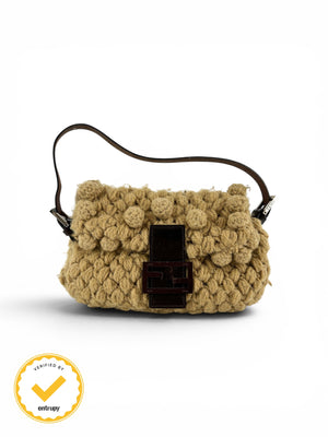 Vintage Fendi Crochet Knit Baguette Shoulder Bag 90s