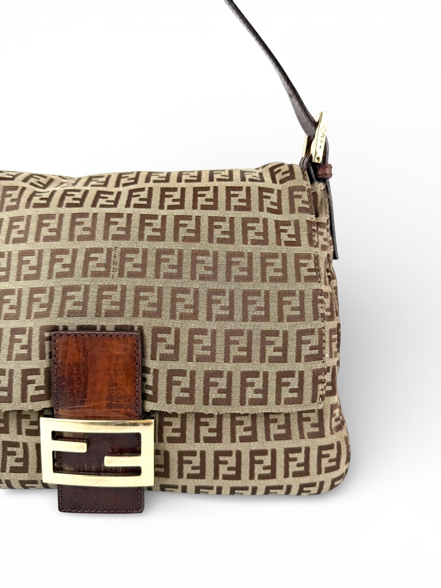 Vintage 90s Fendi Zucca Mamma Baguette Shoulder Bag