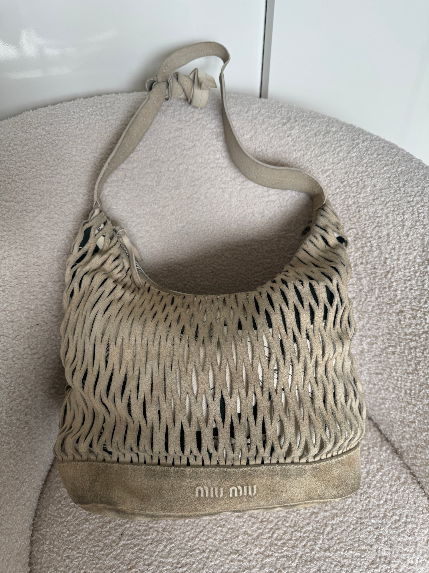 90s Miu Miu Suede Lattice Hobo Bag