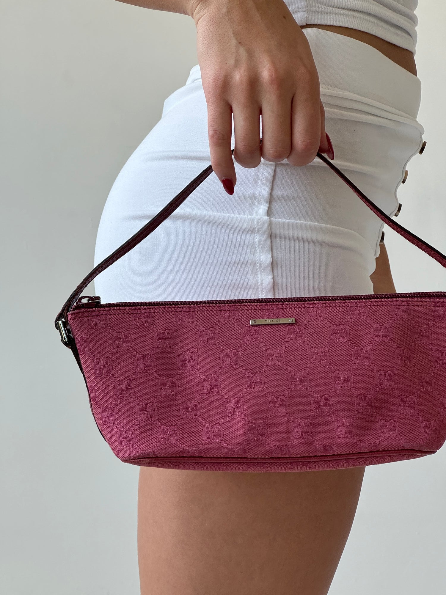 Vintage Gucci Monogram Pochette Bag (Pink)