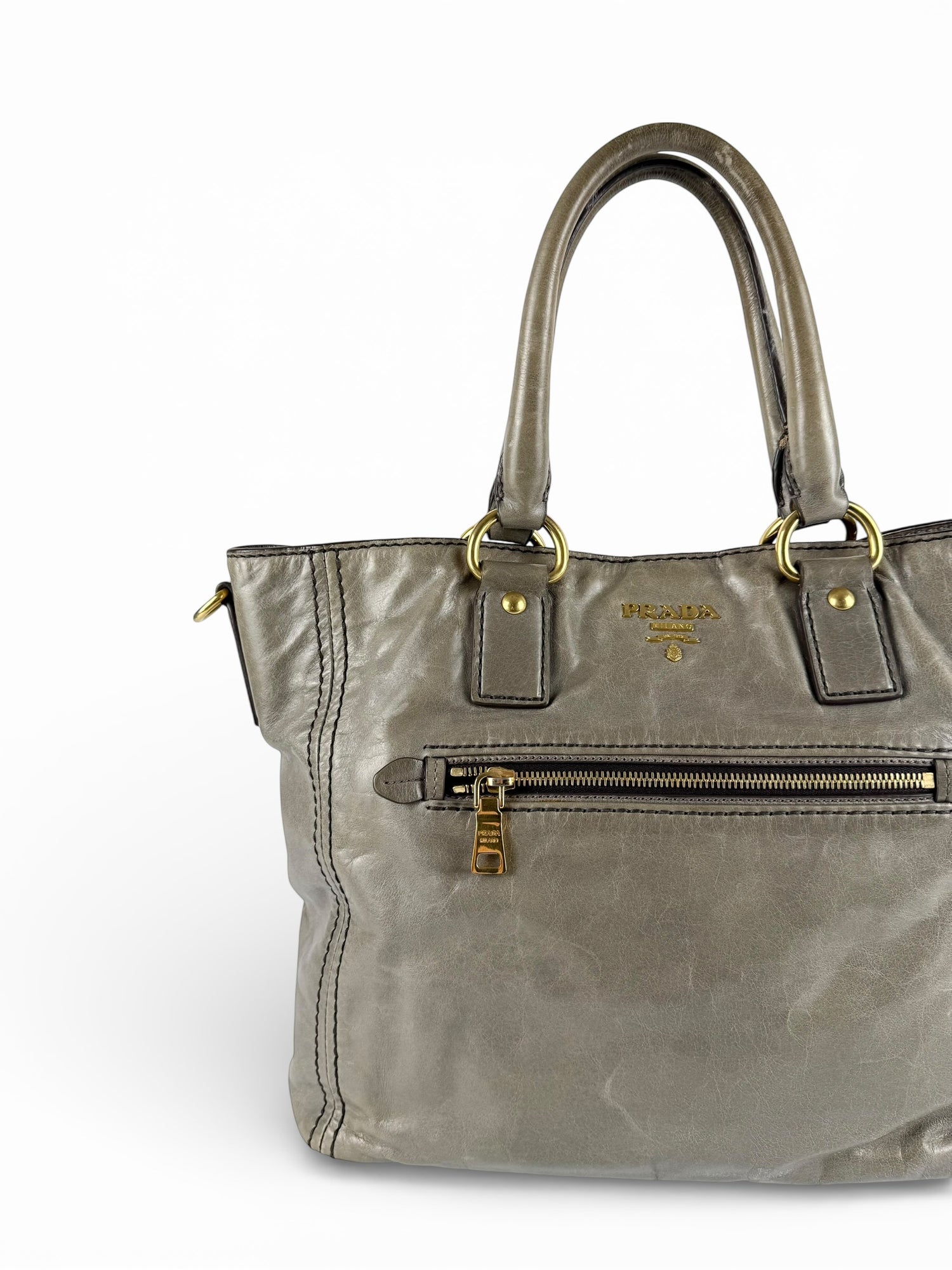 2010s Prada Vitello Shine Cargo Tote Bag