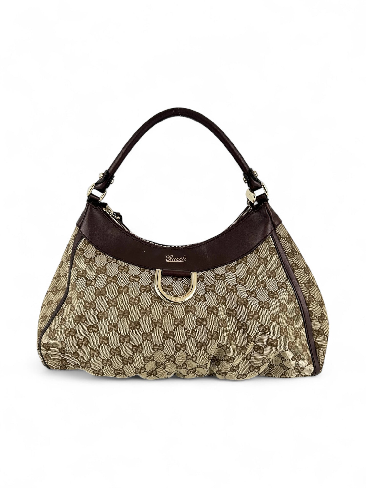 Vintage Gucci Monogram Large D-Ring Abbey Handbag 90s