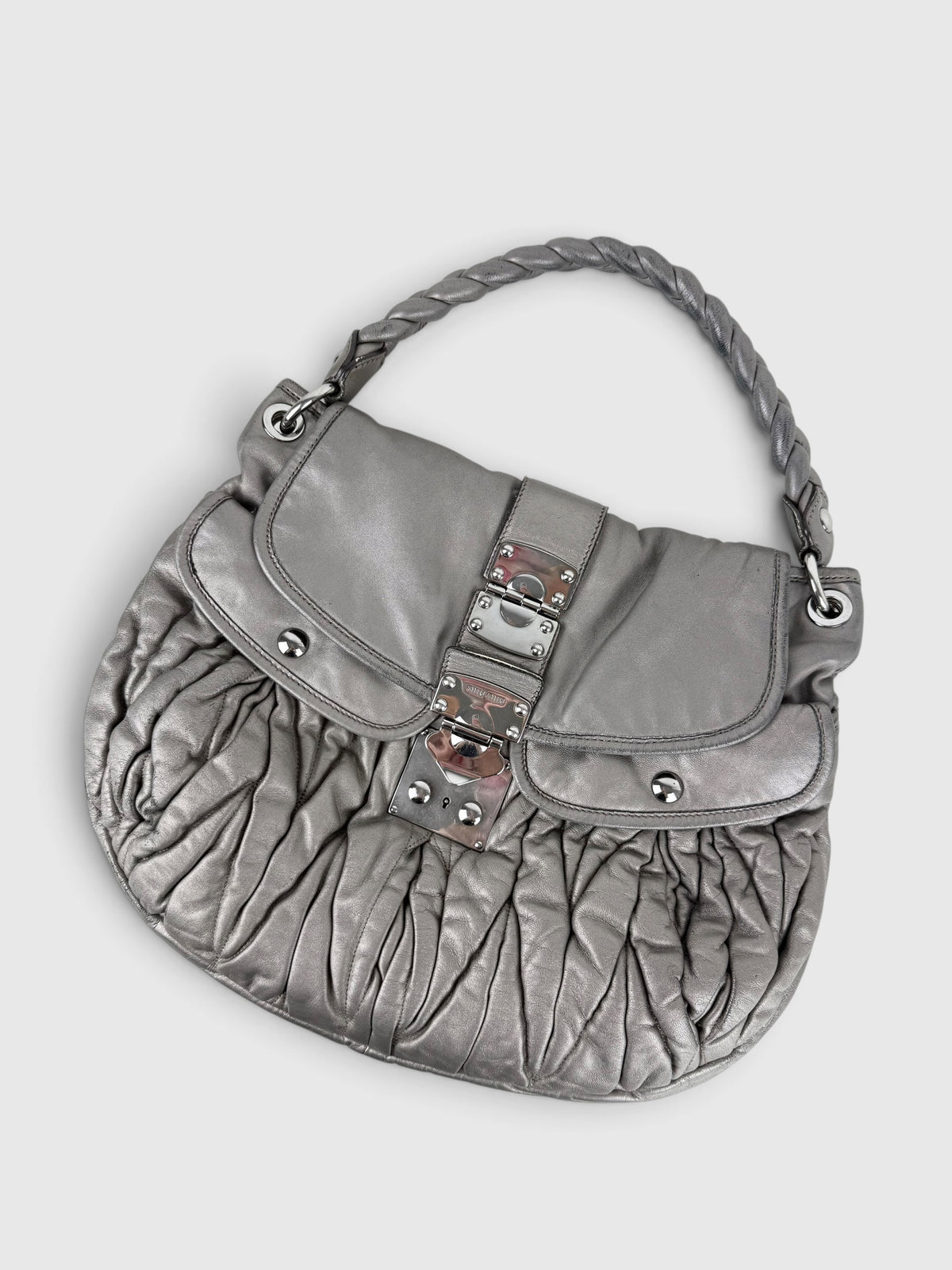 2010s Miu Miu Silver Coffer 2-Way Handbag
