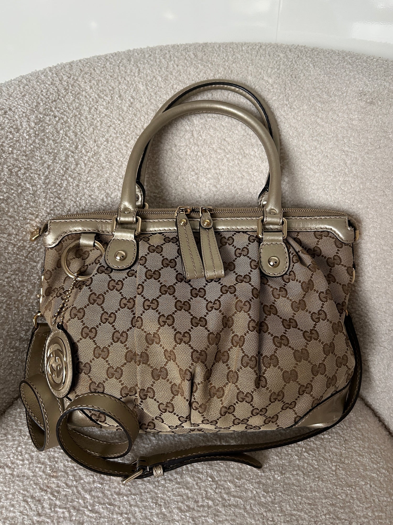 Vintage 90s Gucci Monogram 2Way Handbag