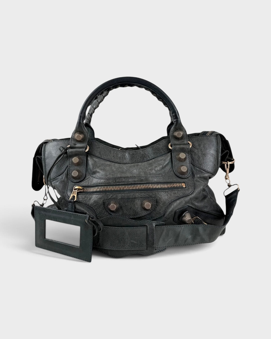 2010s Balenciaga The Giant City 21 Dark Grey Leather Handbag