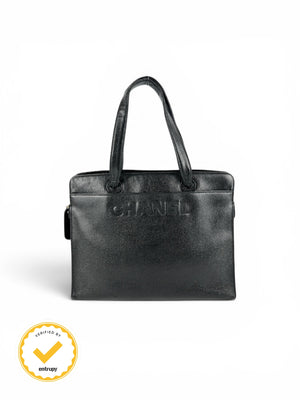 1997-1999 Chanel Black Caviar Leather Petite Tote Bag