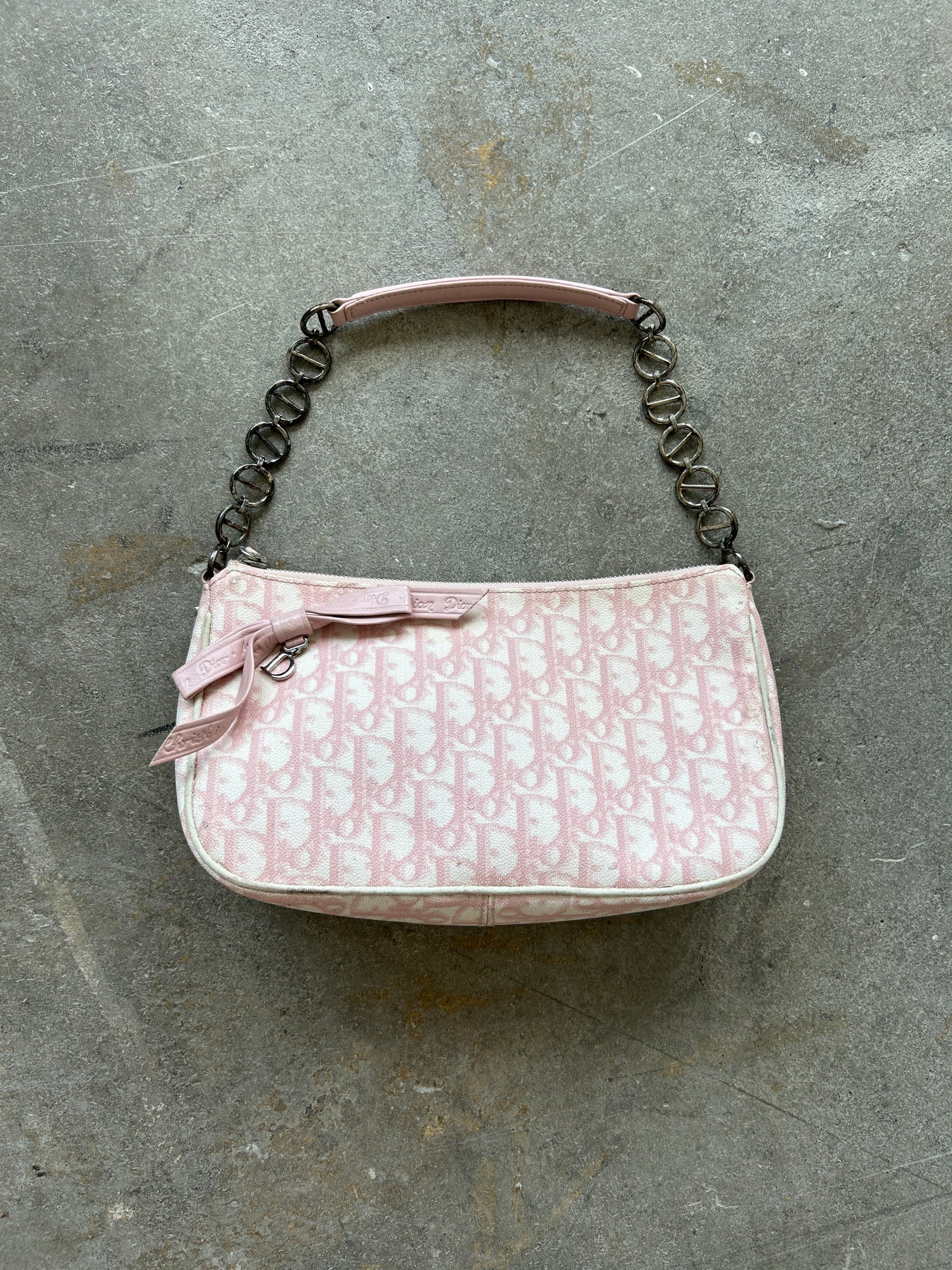 Christian Dior Pink Monogram Oblique Trotter Shoulder Bag (2006)