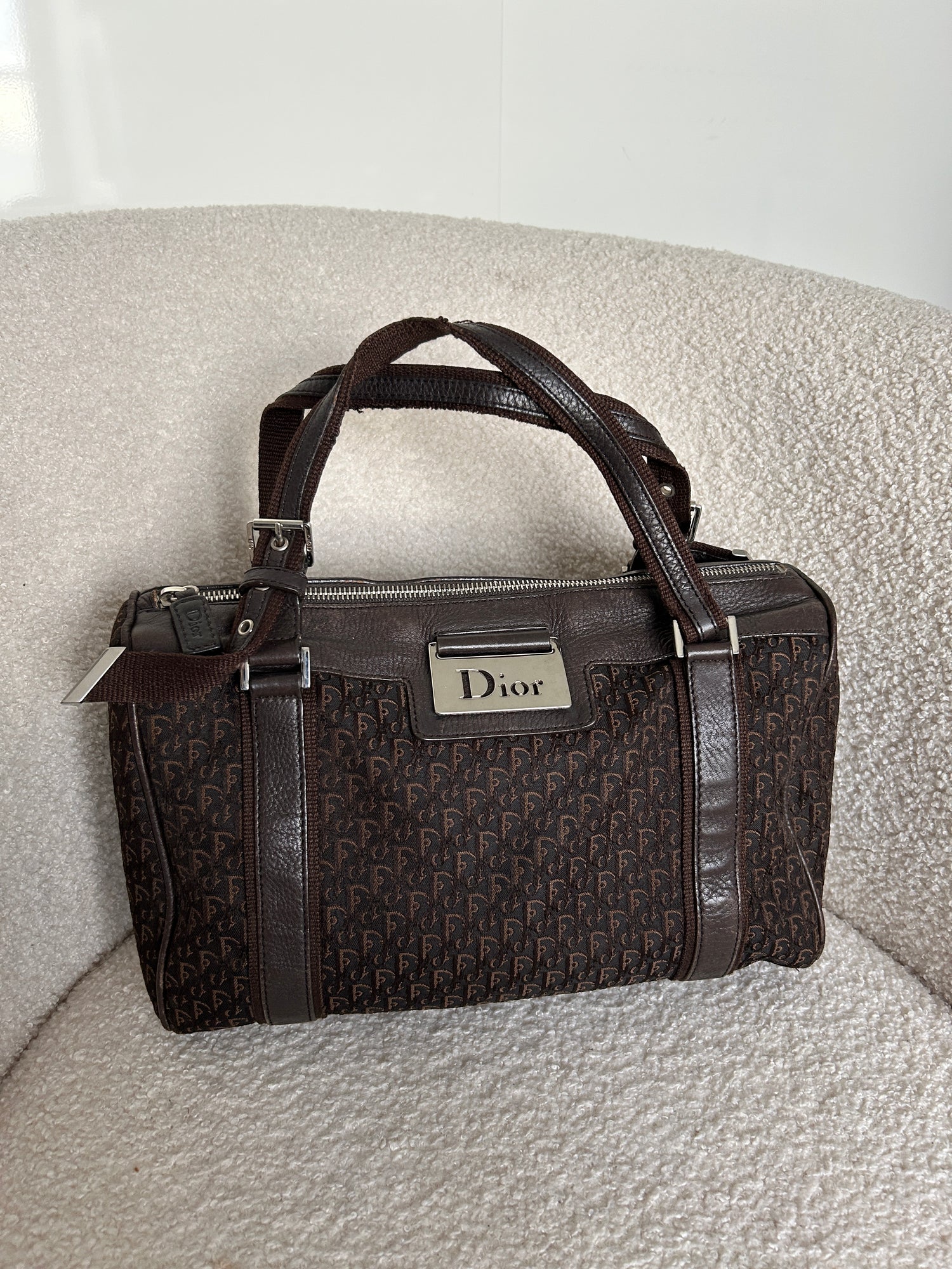 2006 Christian Dior Monogram Street Chic Boston Handbag Brown
