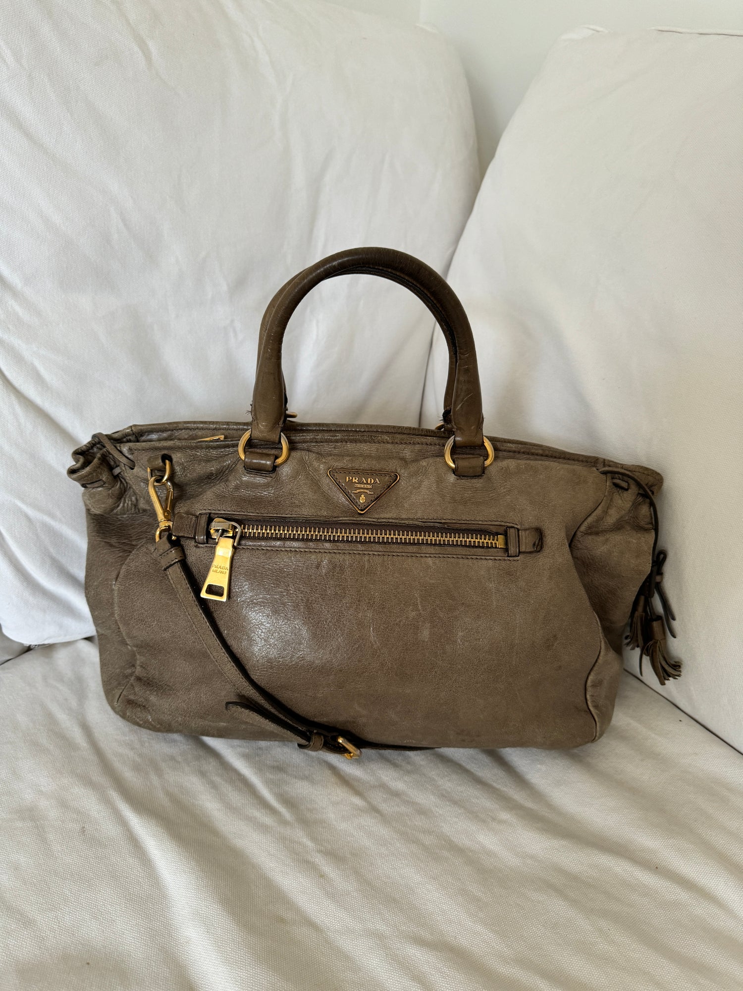 2010s Prada Vitello Shine Large 2Way Handbag