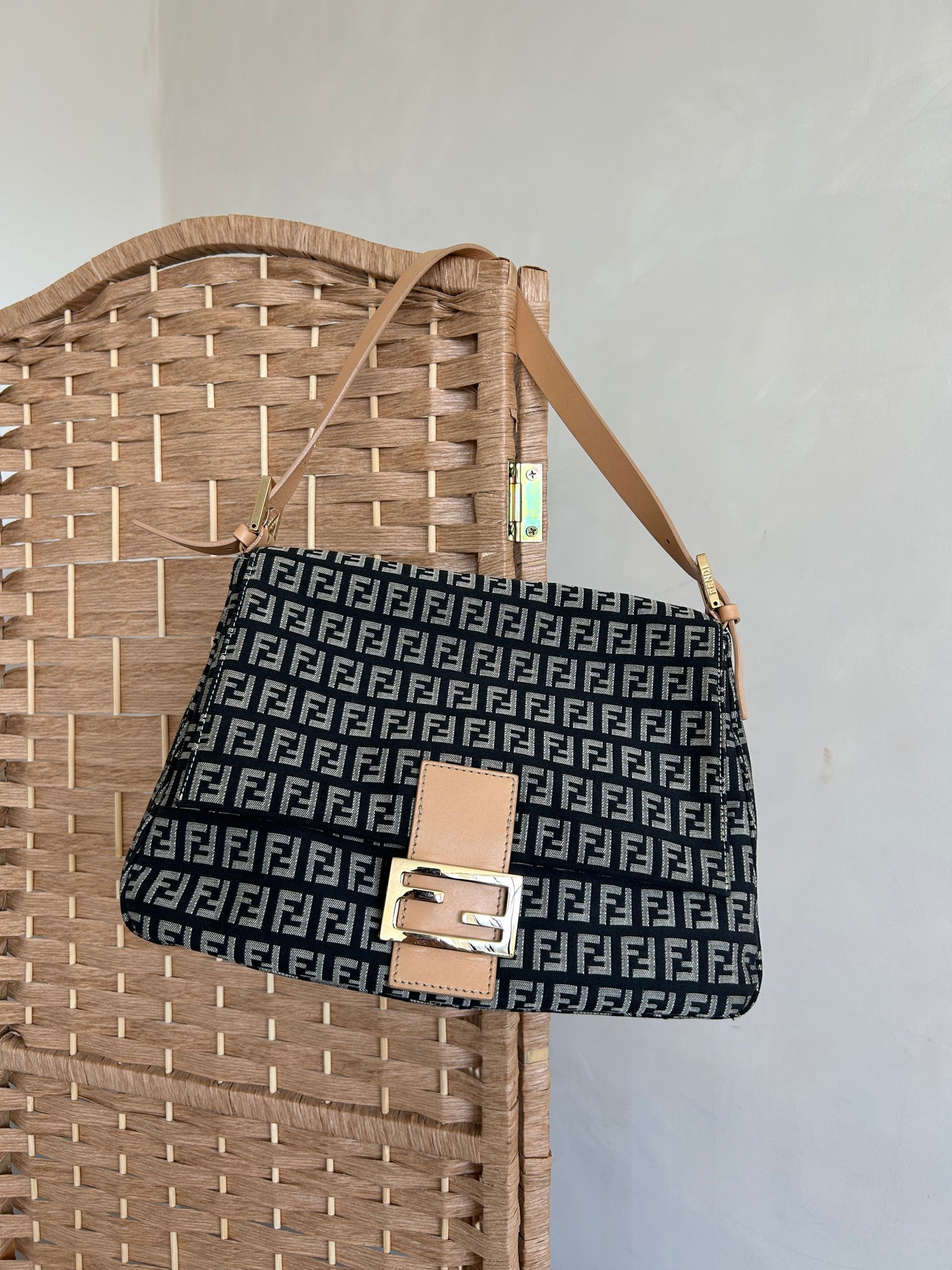 Vintage Fendi Zucca Mamma Baguette Shoulder Bag 90s