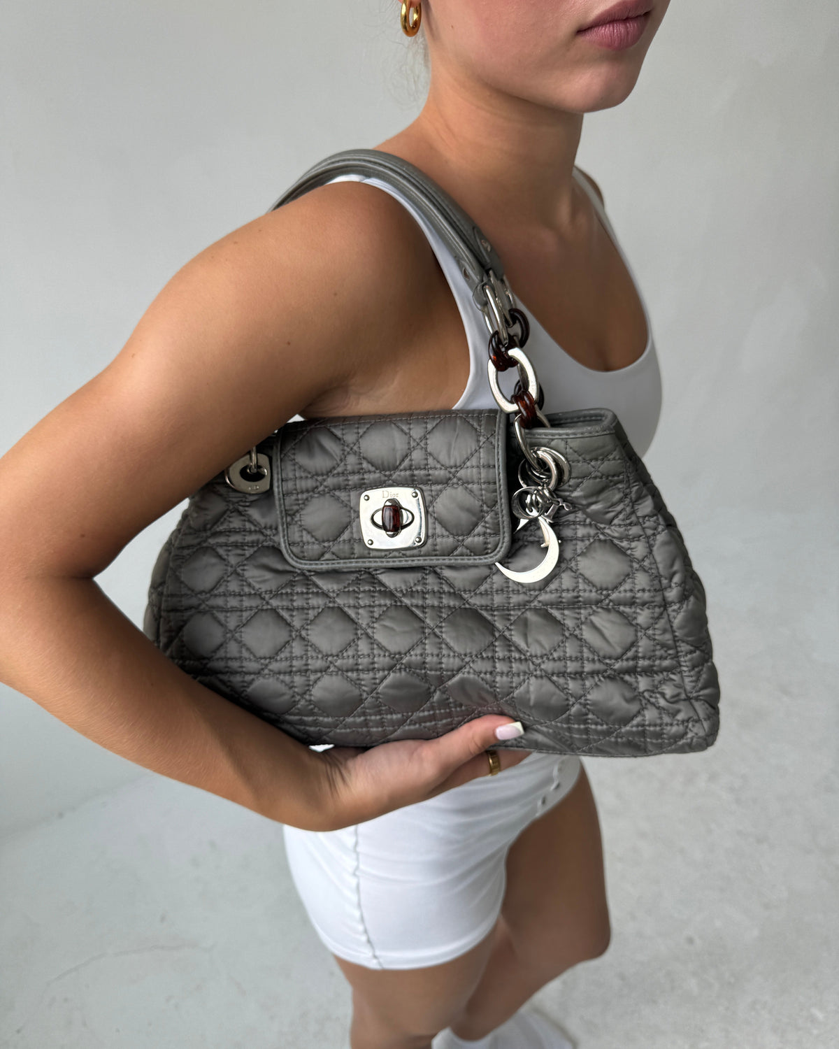 2009 Christian Dior Charming Lock Grey Handbag