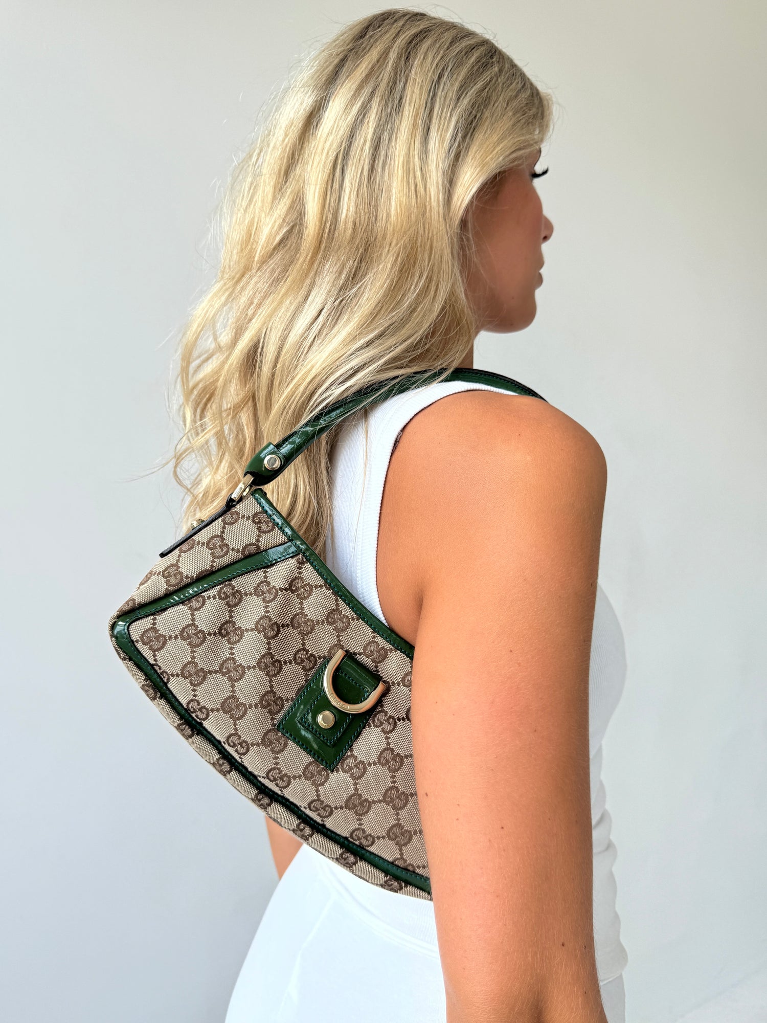 Vintage Gucci Monogram D-Ring Shoulder Bag