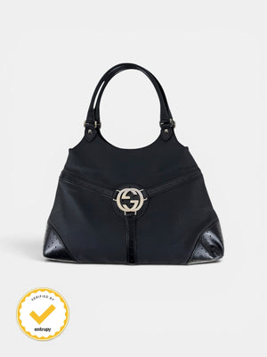 90s Gucci GG Interlocking Black Handbag