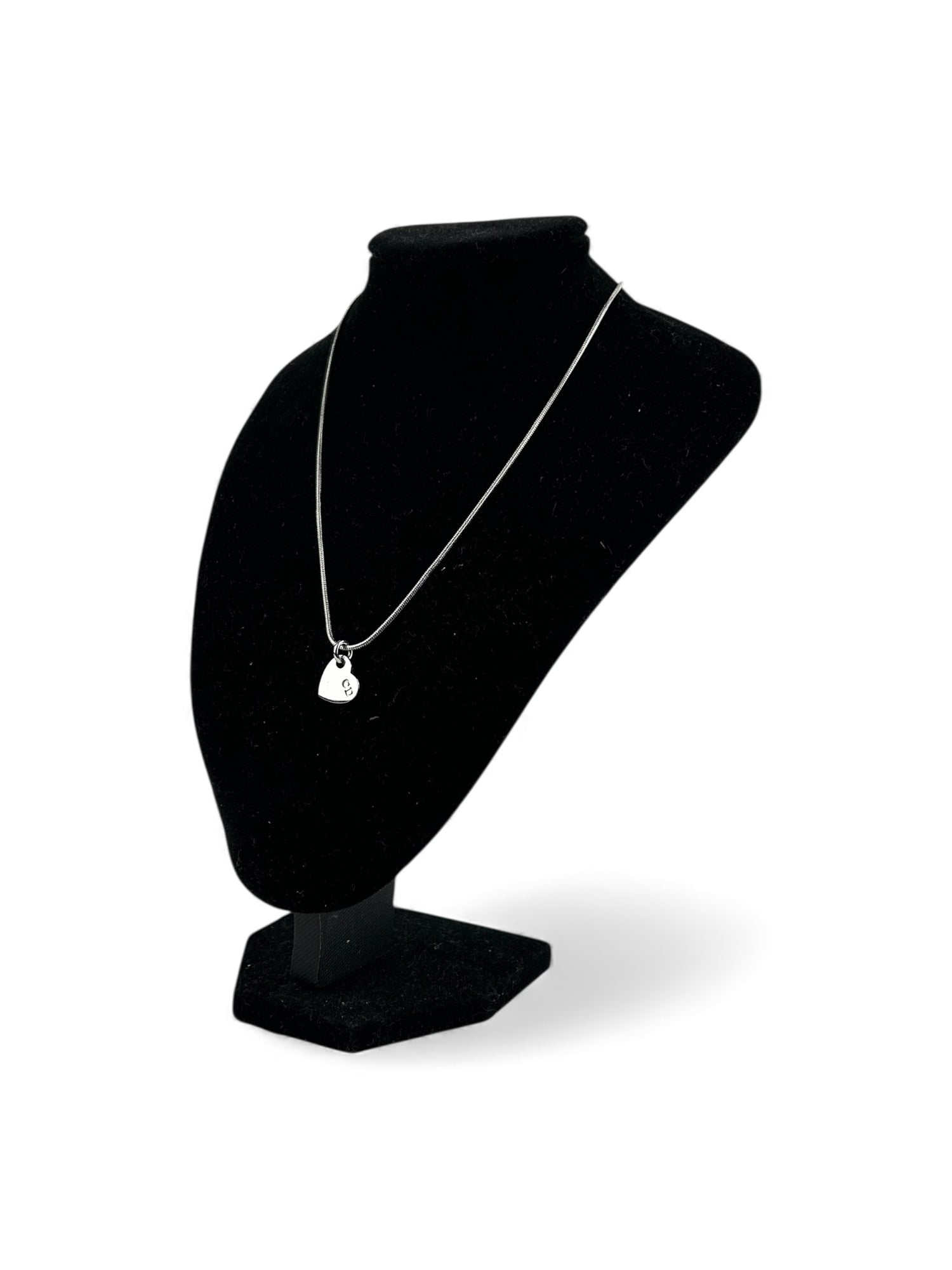 Vintage 90s Christian Dior Silver CD Heart Necklace