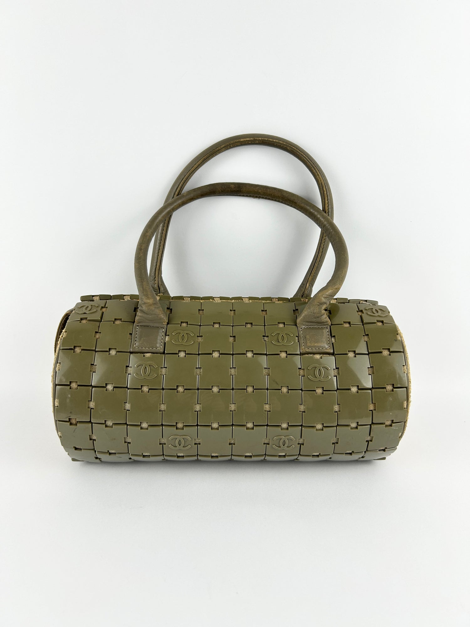 Vintage Chanel Lucite Puzzle Barrel Handbag