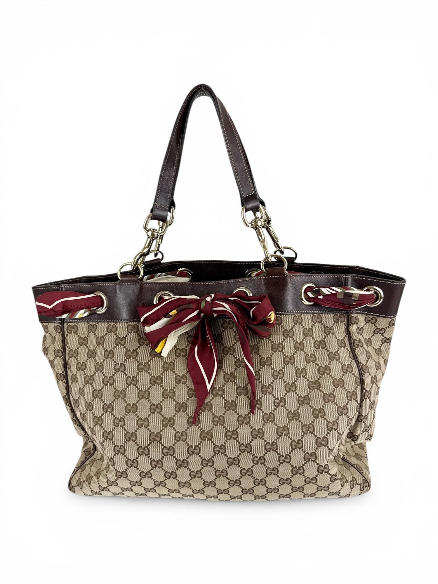 Vintage 90s Gucci GG Monogram Large Rivet Tote Bag (with scarf)