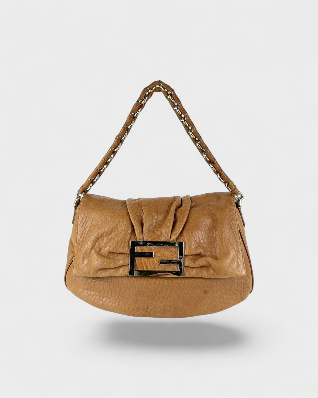2000s Fendi Burnt Brown Mia Chain Shoulder Bag