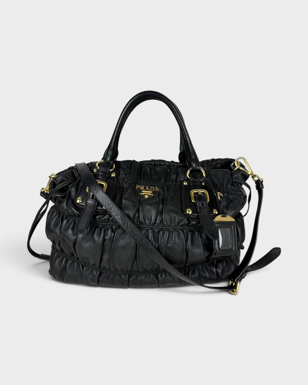 2010 Prada Nappa Gaufre Nero 2Way Handbag