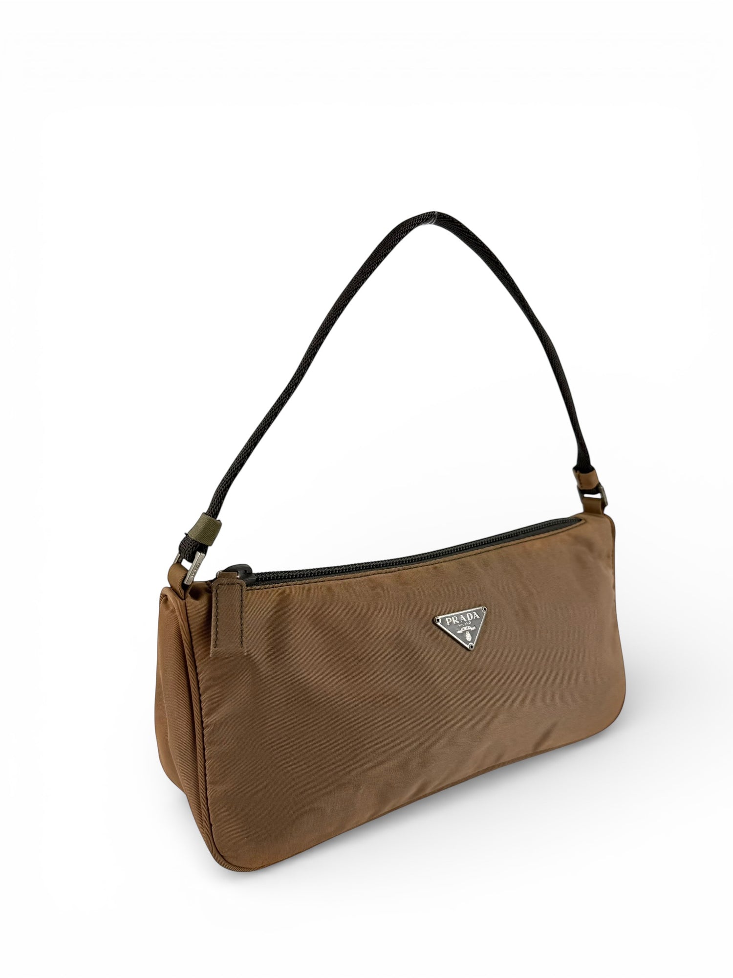 Vintage 90s Prada Brown Nylon Mini Shoulder Bag