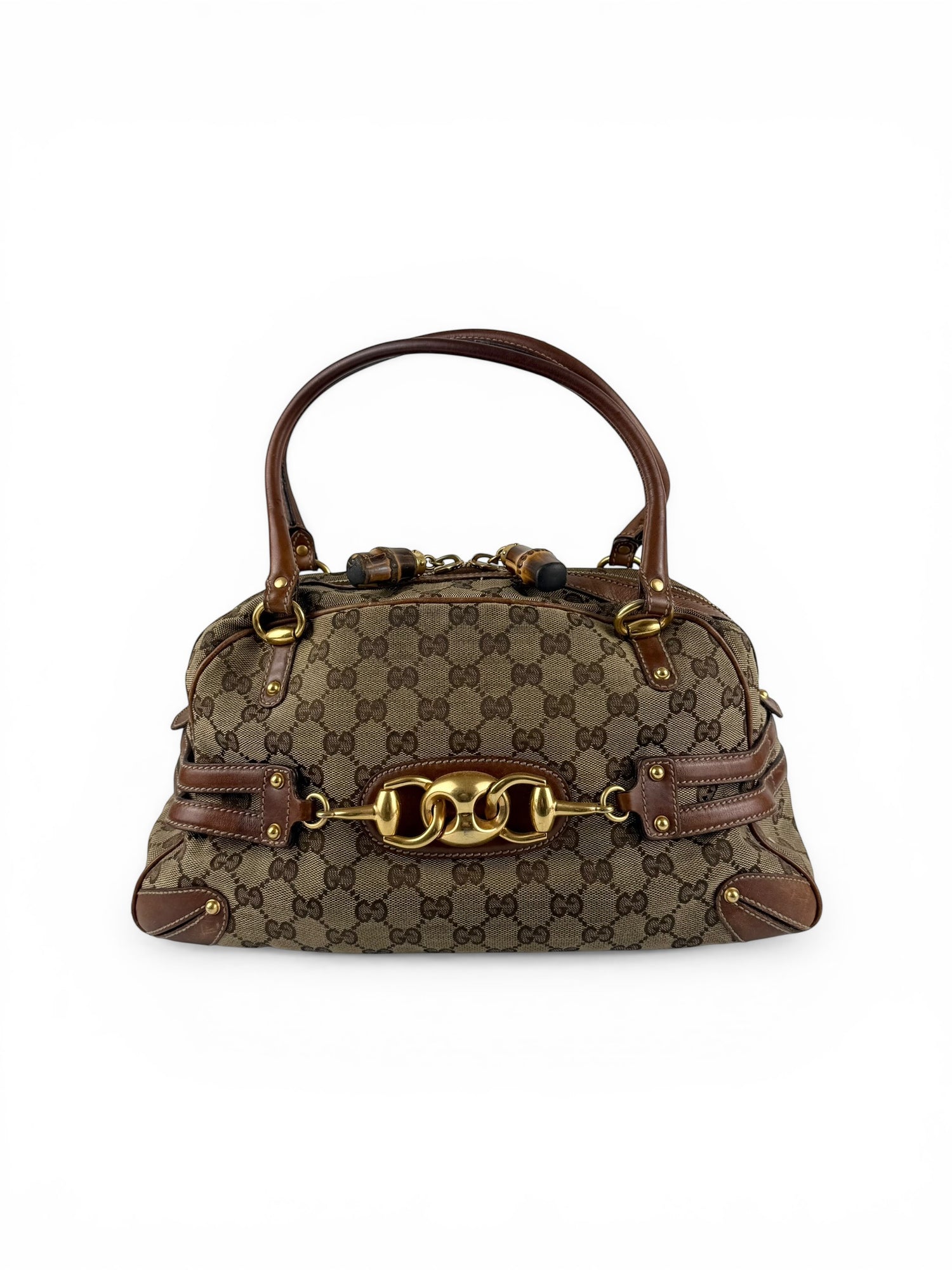 Vintage 90s Gucci GG Monogram Horsebit Handbag