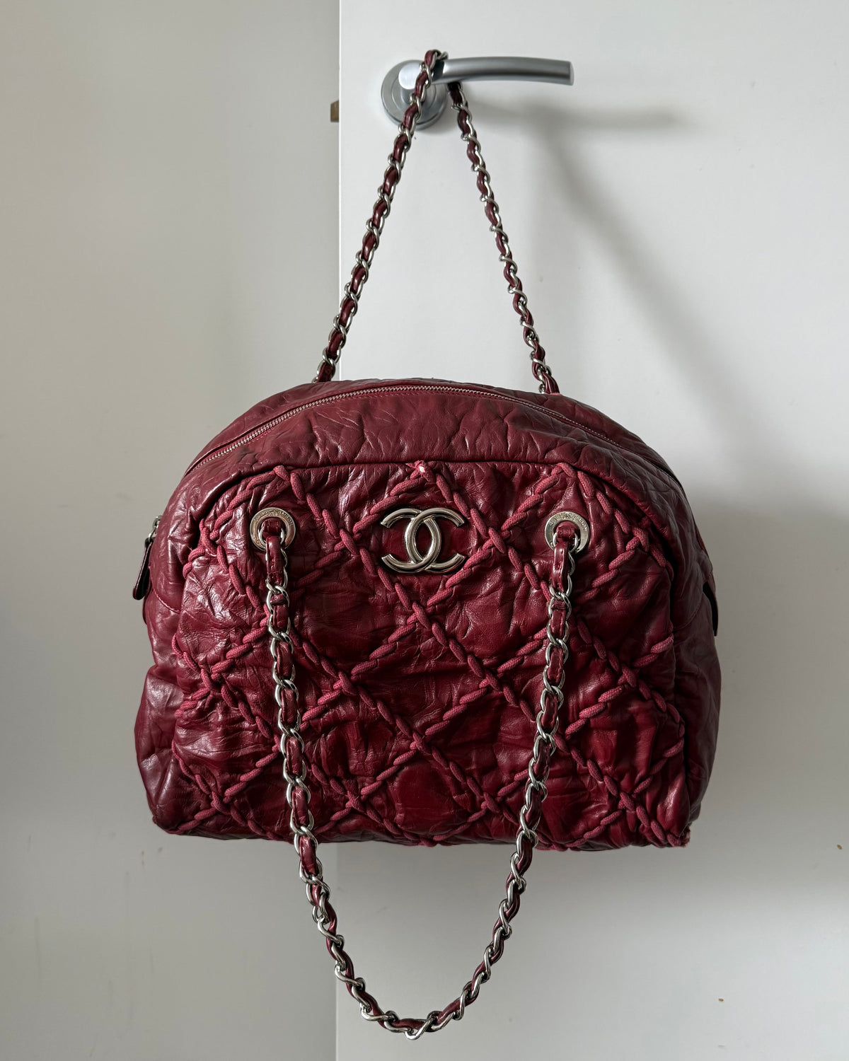 2009/2010 Chanel Ultra Stitch Burgundy Bowling Chain Handbag