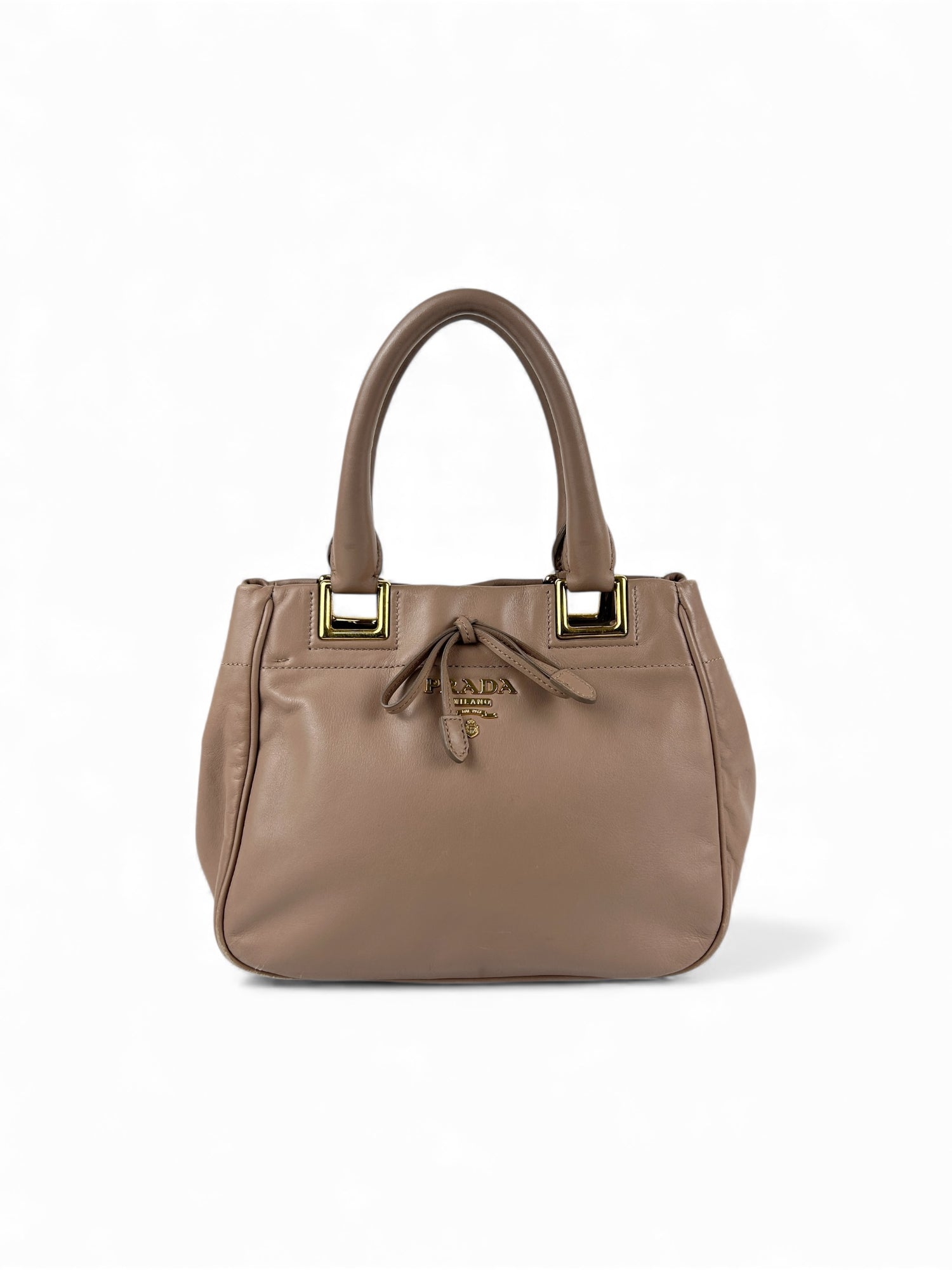 2010s Prada Vitello Leather Bow Handbag