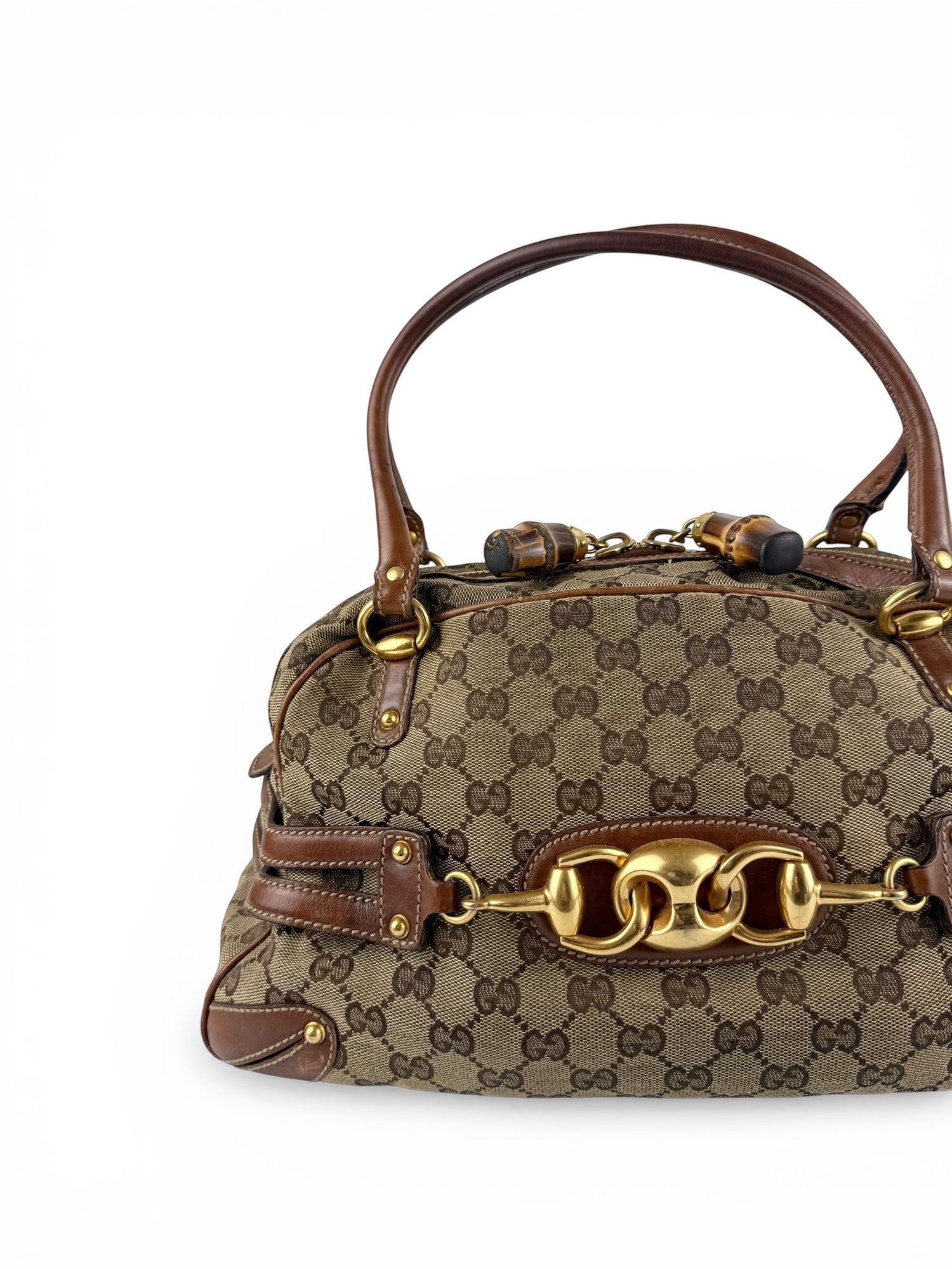 Vintage 90s Gucci GG Monogram Horsebit Handbag