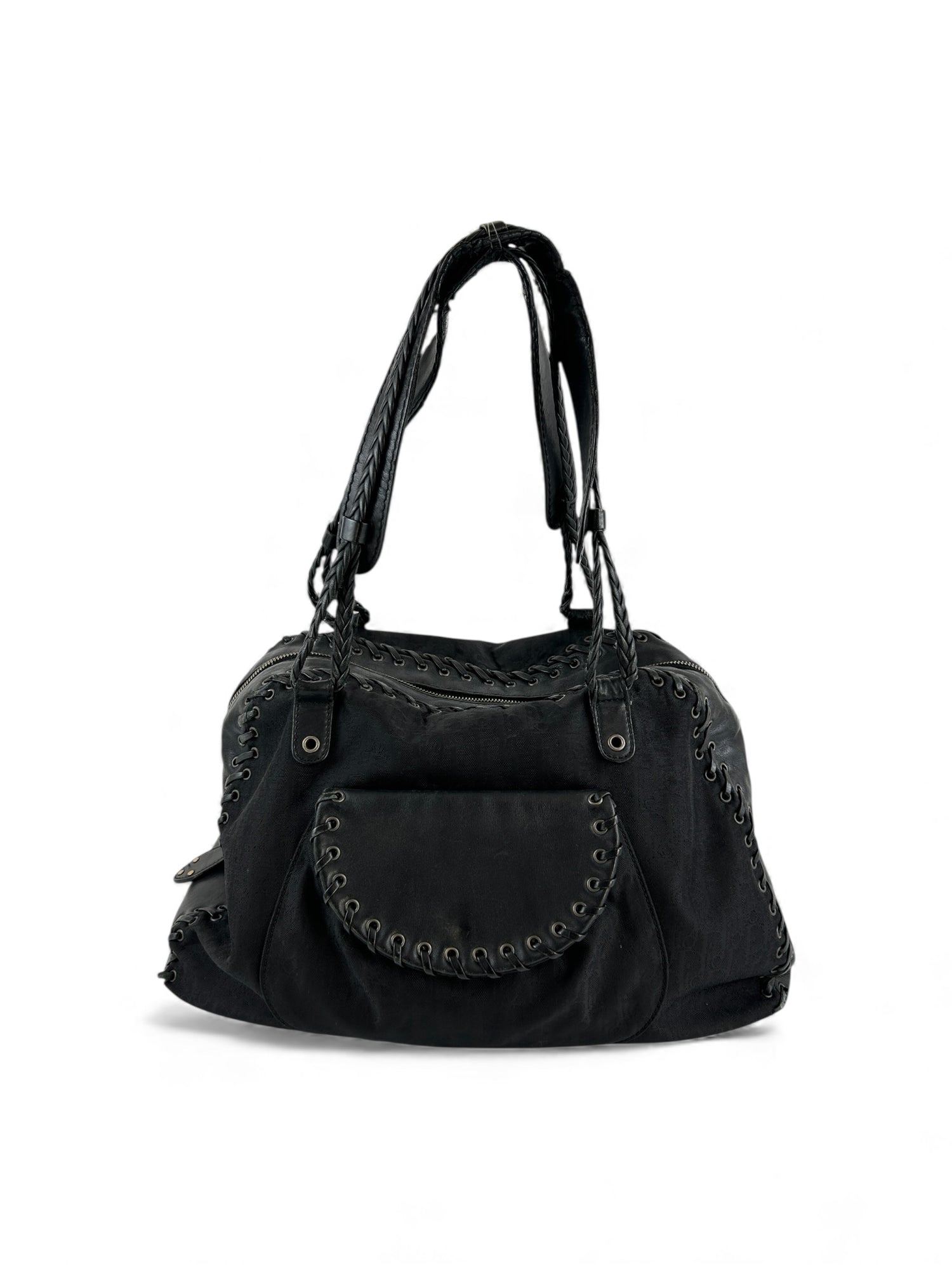 2007 Christian Dior Black Oblique Ethnic Shoulder Bag