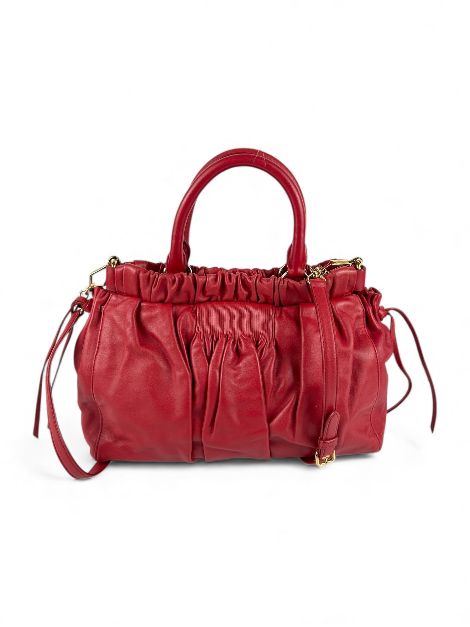 2010s Miu Miu Vitello Lux Red 2Way Handbag