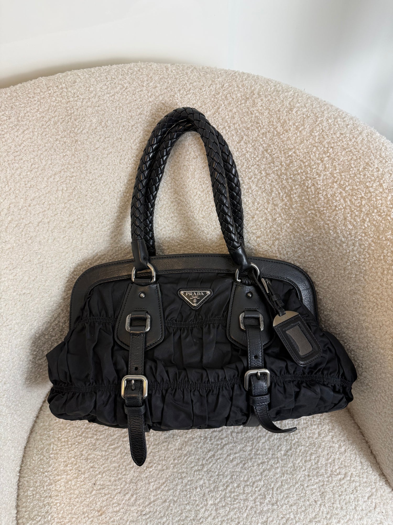 2010s Prada Nylon Tessuto Clip Handbag