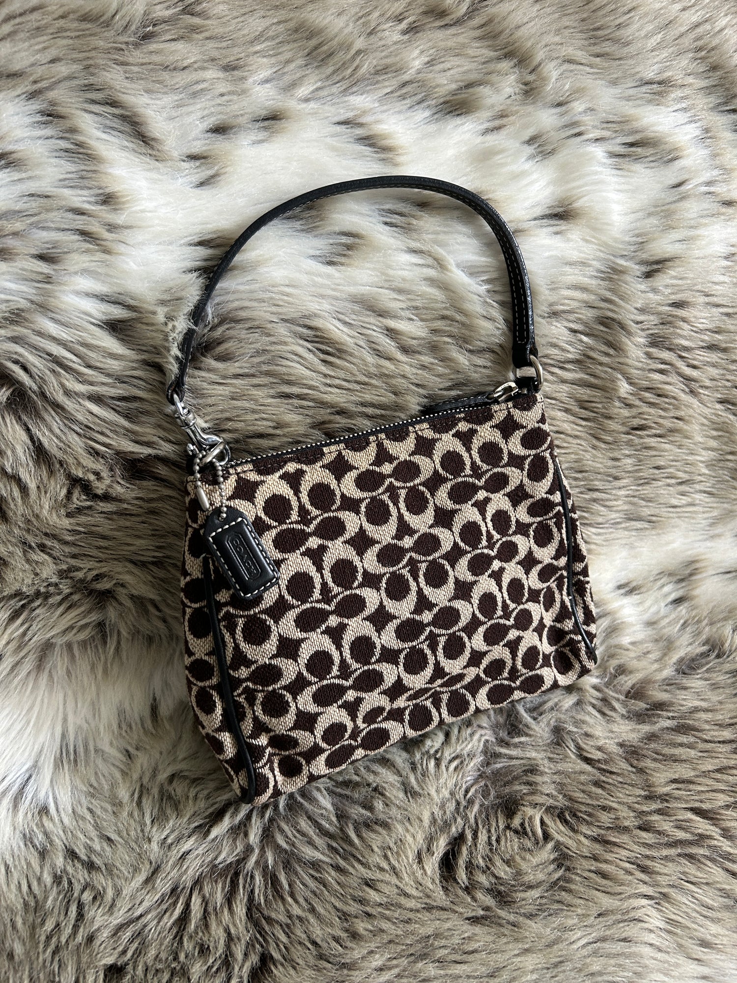 Y2K Coach Monogram Wool Shoulder Bag