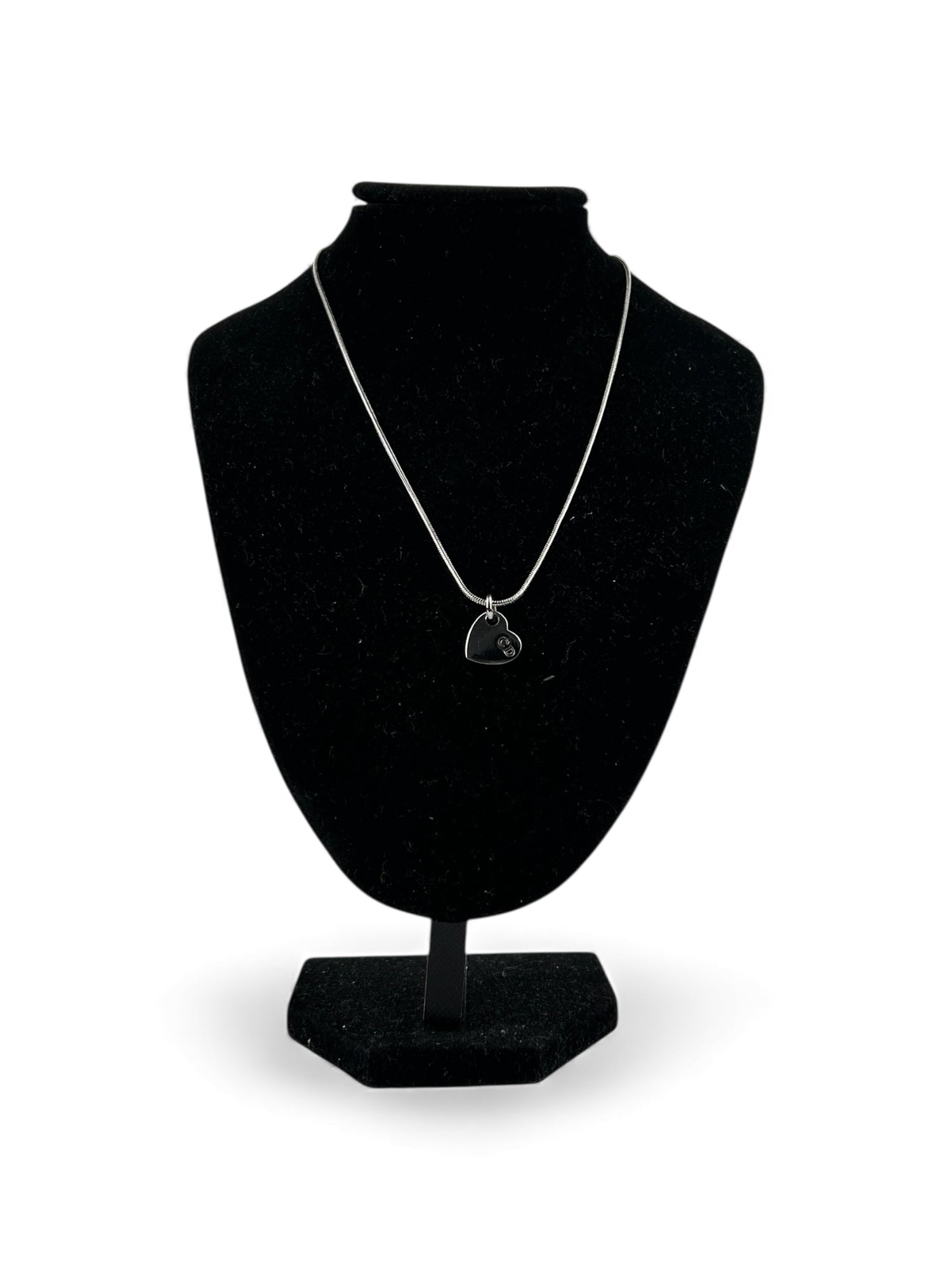 Vintage 90s Christian Dior Silver CD Heart Necklace