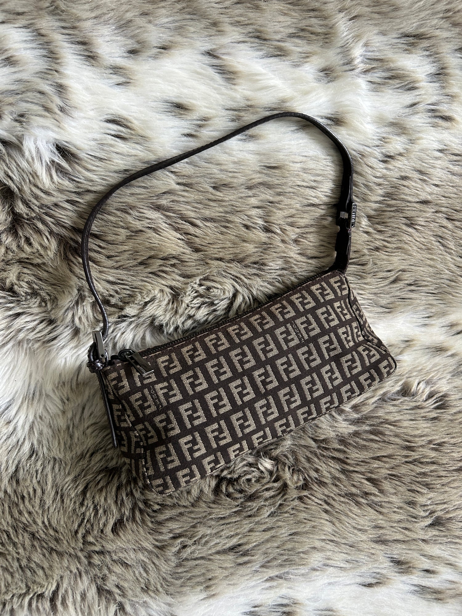 Vintage Fendi Zucca Mini Shoulder Bag 90s