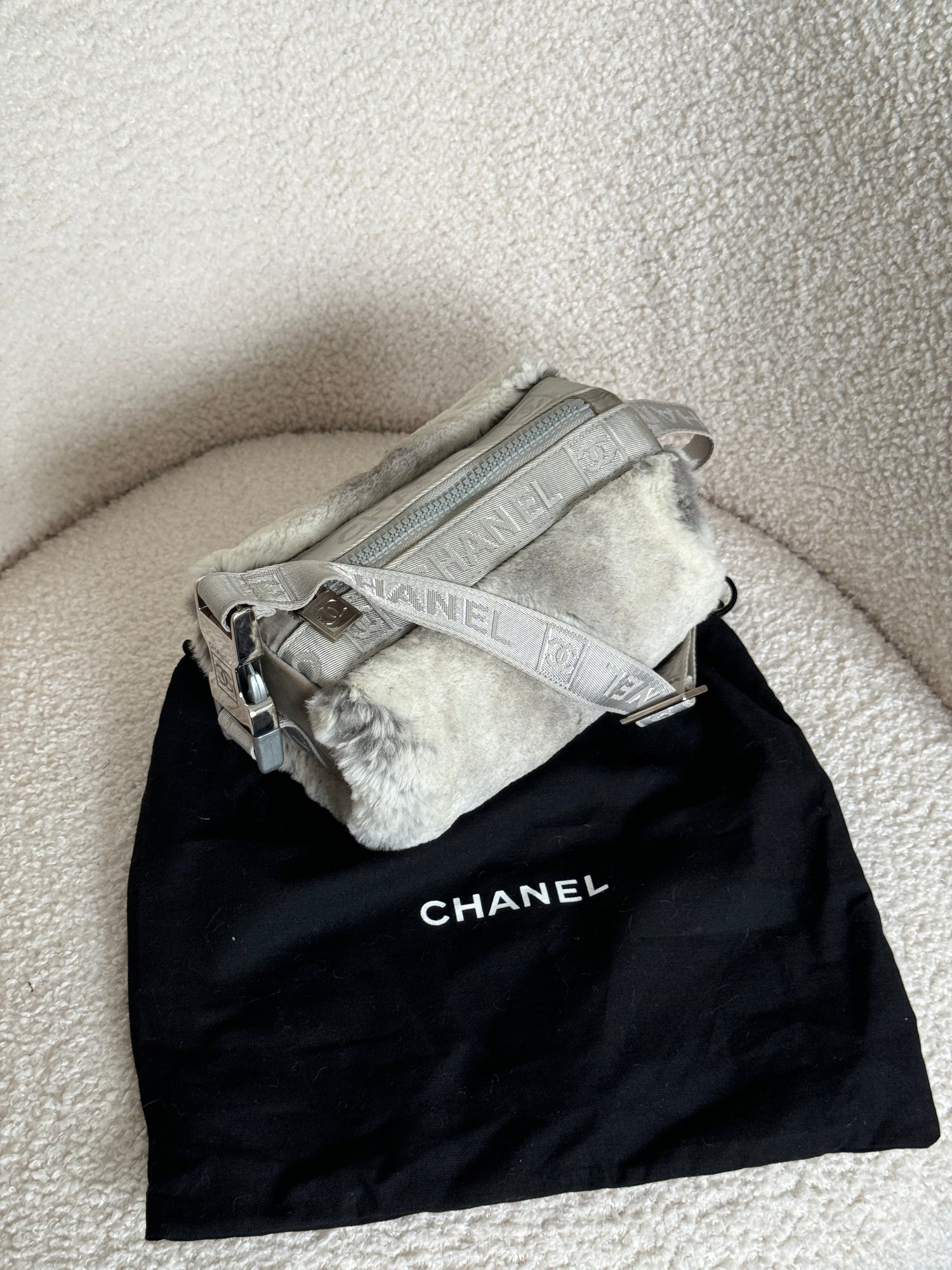 Vintage 2005/2006 Chanel Sport Lapin Fur Mini Duffle Shoulder Bag