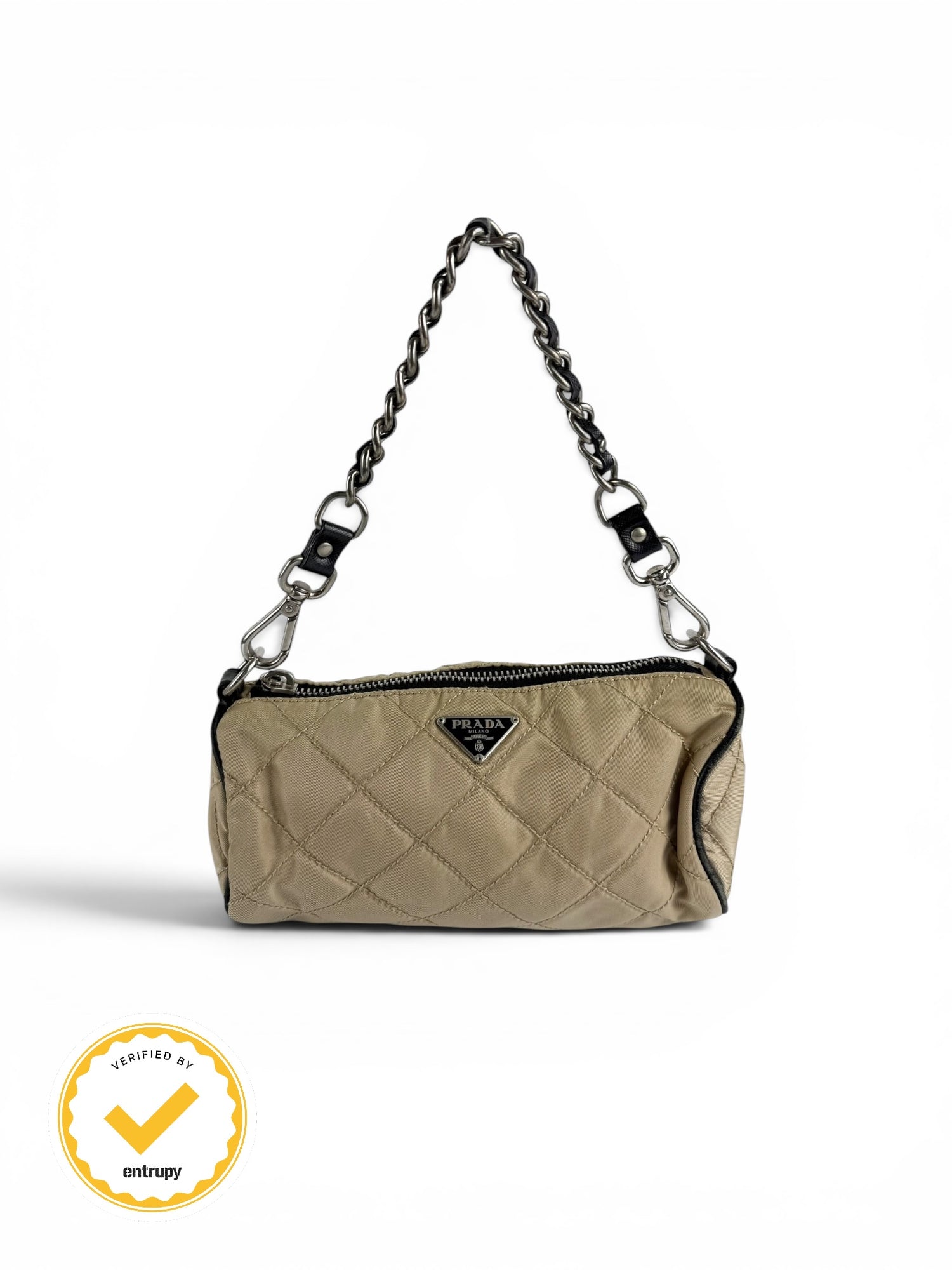90s Prada Quilted Nylon Barrel Mini Shoulder Bag